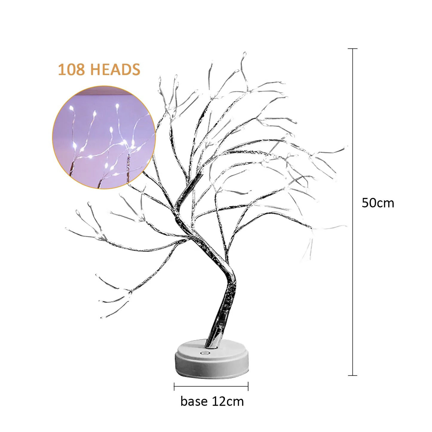 LED Night Light Tabletop Bonsai Tree Light Lamp USB or Touch Switch Copper Wire Bedside Light