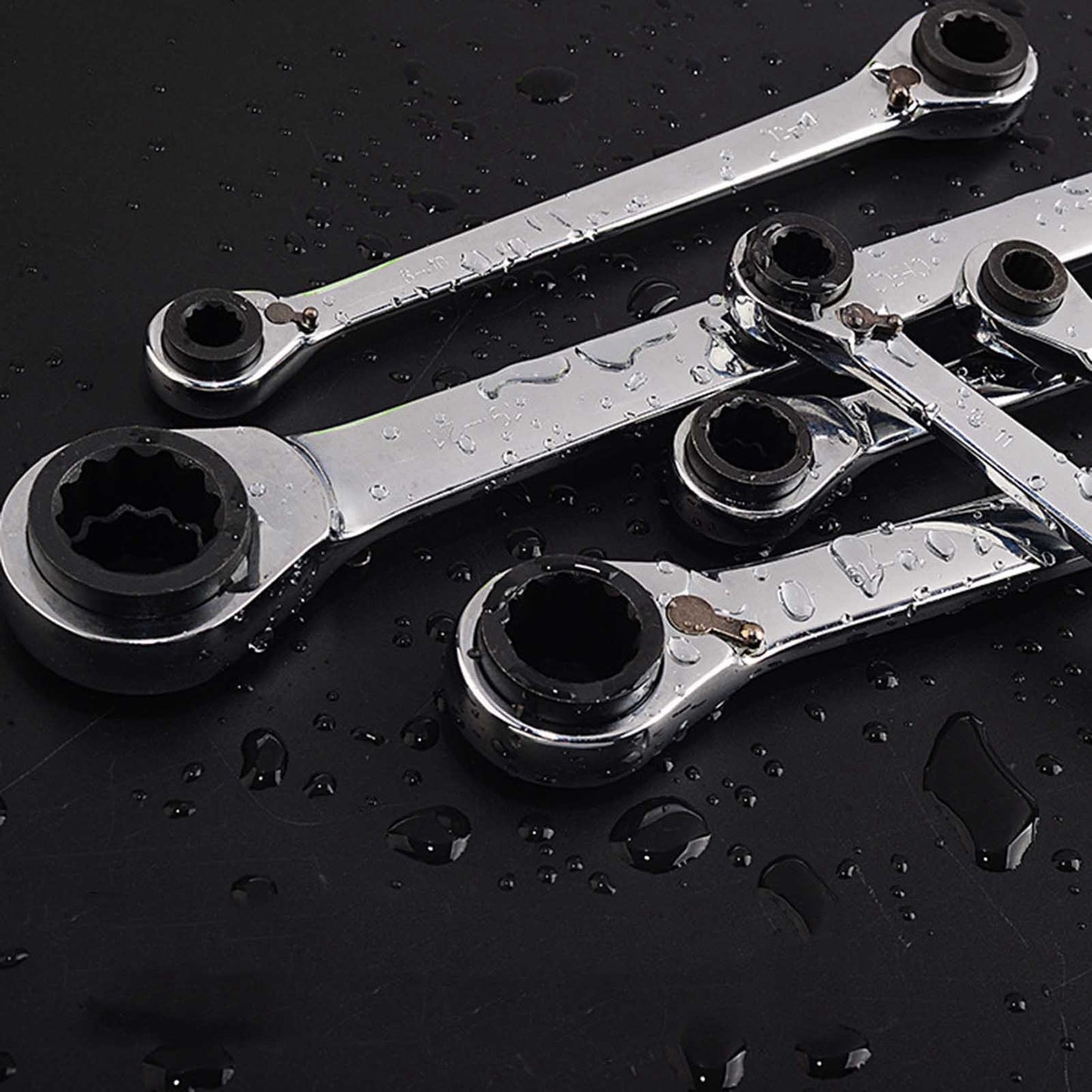 4 in 1 Double-Ended Ring Wrench Ratchet Flexible Head Ratcheting Wrench Spanners Gear Tool Crv Metric 4-19mm Alloy Steel 1pc