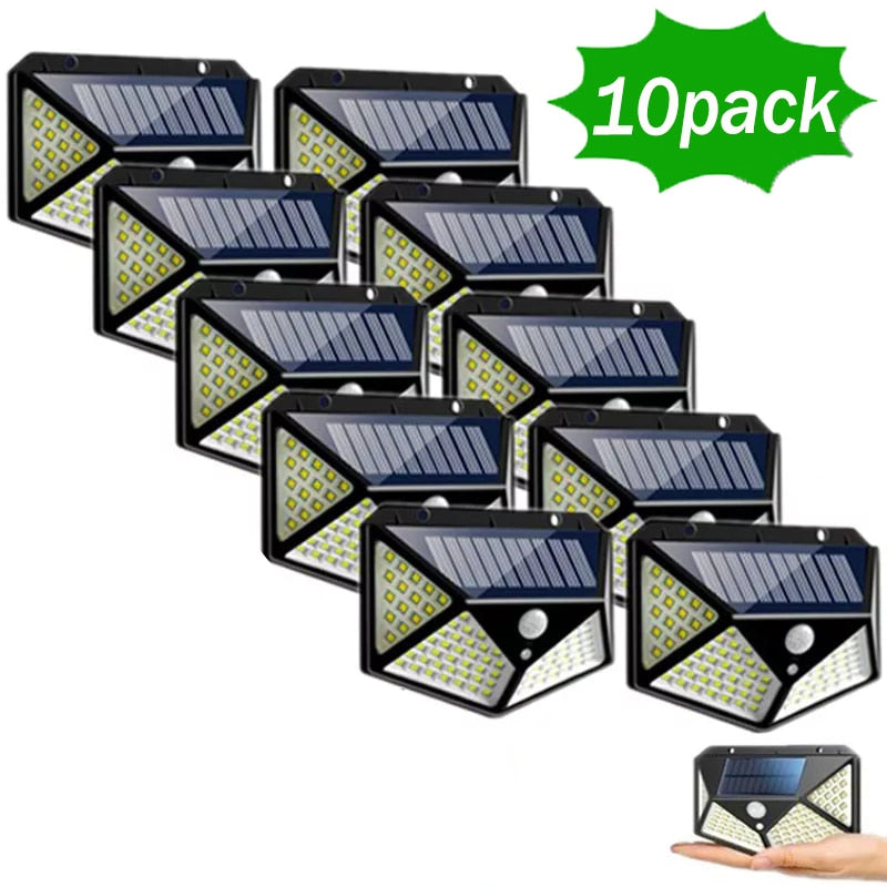 1/2/4/8/10PCS 100 LED Solar Power Wall Light Motion Sensor Waterproof Outdoor Garden Lamp - outpostpocket