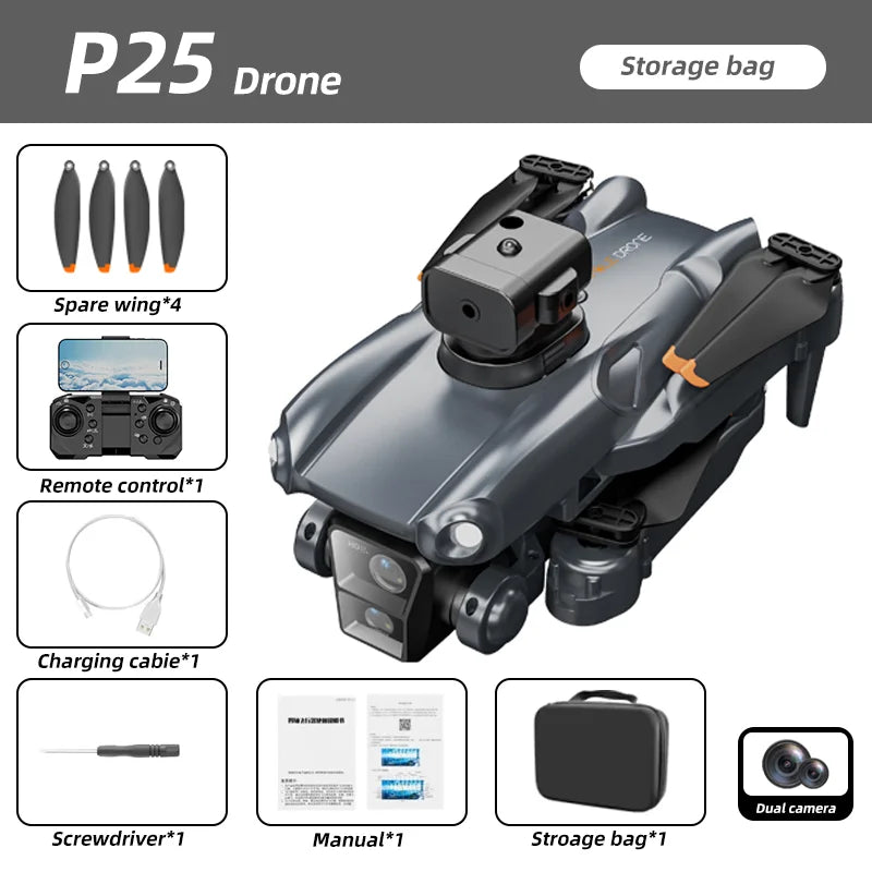 P25 Drone 4K 8K HD Camera Aerial Photography Foldable RC Quadcopter Obstacle Avoidance Mini UAV Remote Control Toys