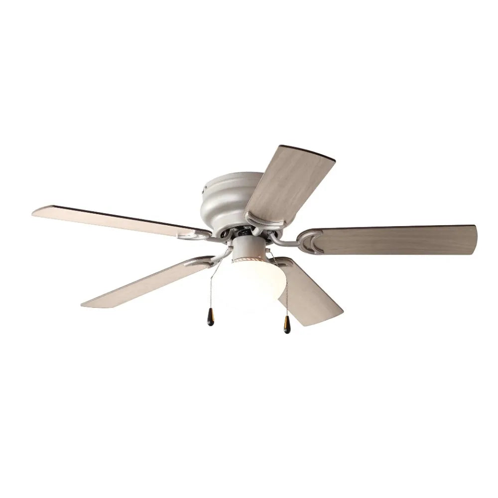 Household Mini Ceiling fan, 44-inch Hugger Indoor Ceiling Fan with Light Kit, Satin Nickel, 5 Blades, Reverse Airflow