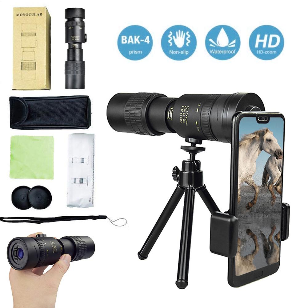 4K 10-300X40MM Super Telephoto Monocular Telescope  Zoom Monocular Binoculars Pocket Telescope for Smartphone Take Picture - outpostpocket