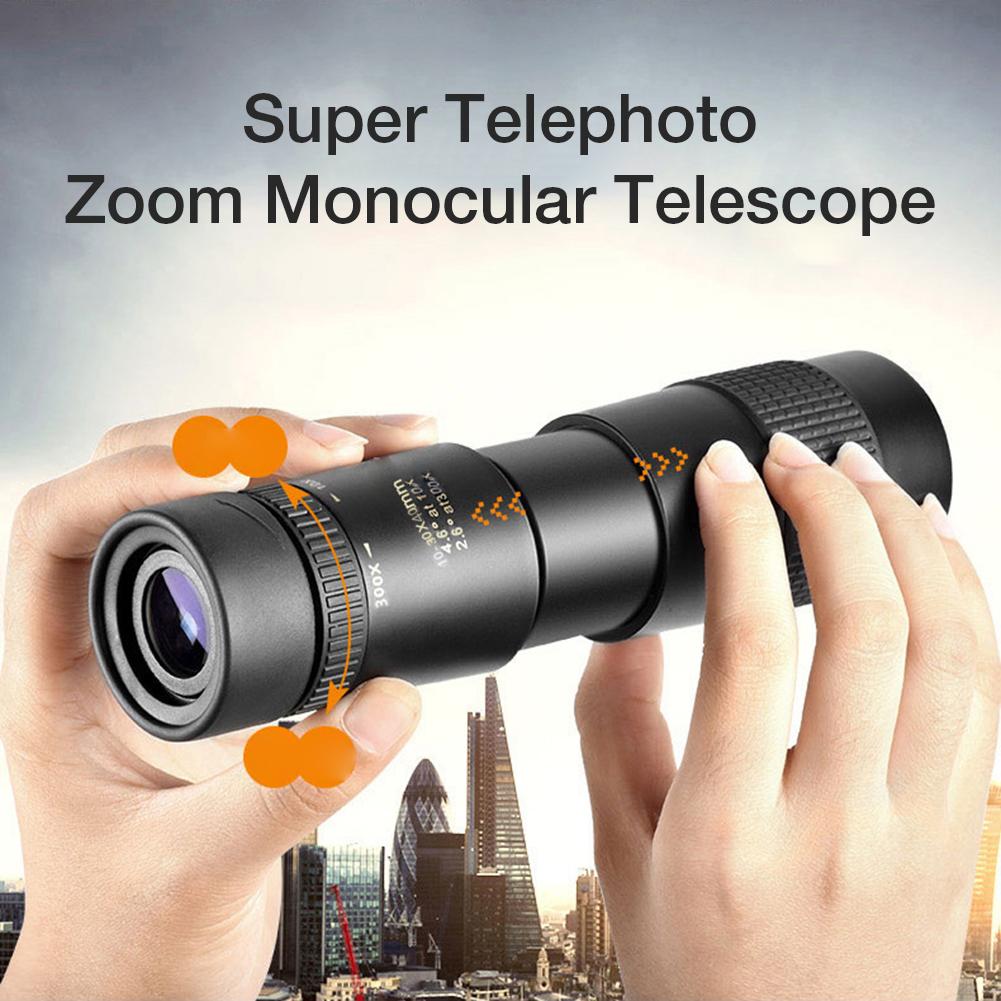 4K 10-300X40MM Super Telephoto Monocular Telescope  Zoom Monocular Binoculars Pocket Telescope for Smartphone Take Picture - outpostpocket