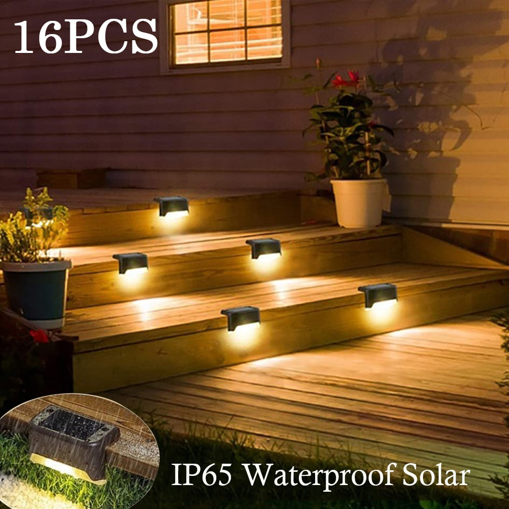 Warm White LED Solar Step Lamp Patio Stair Light Waterproof Garden decoration outdoor Balcony Lights Pathway light for fence - outpostpocket