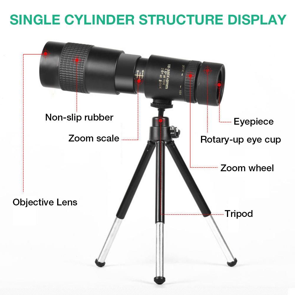 4K 10-300X40MM Super Telephoto Monocular Telescope  Zoom Monocular Binoculars Pocket Telescope for Smartphone Take Picture - outpostpocket