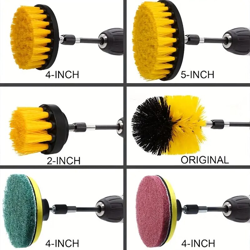 12pcs Electric Drill Brush Head Cleaning Household Universal Tools Floor Tile Polishing Kitchen Bathroom Car Wash Descaling Set