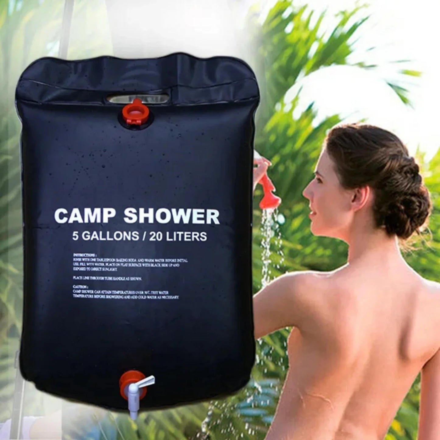 20L Camp Shower Bag Solar Energy Heated Portable Folding Outdoor Bath Bag Travel Hiking Climbing PVC Water Bag