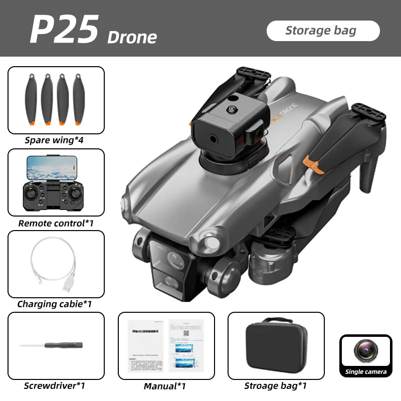 P25 Drone 4K 8K HD Camera Aerial Photography Foldable RC Quadcopter Obstacle Avoidance Mini UAV Remote Control Toys