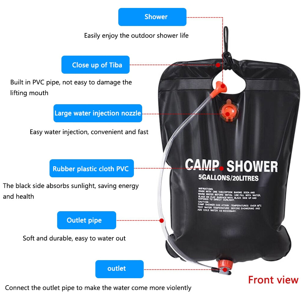 20L Water Bags Outdoor Camping Shower Bag Solar Heated Portable Travel Hiking Climbing Shower Bath