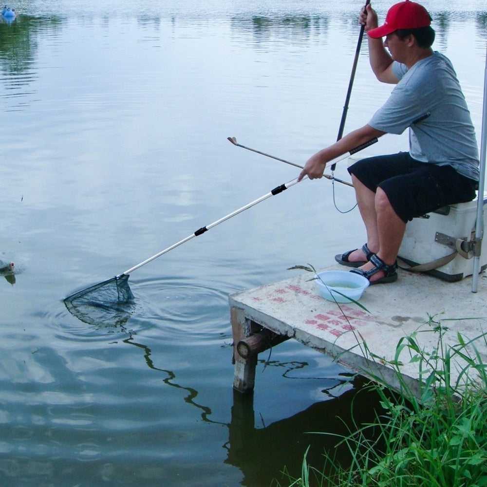 Telescopic Folding Fishing Landing Net 190CM Pole Collapsible Extensible Aluminum long Handle - outpostpocket