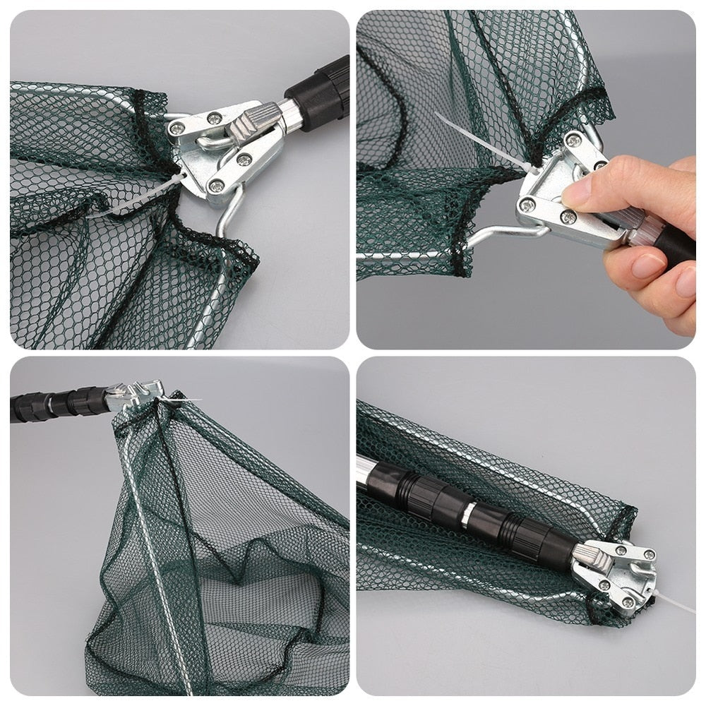 Telescopic Folding Fishing Landing Net 190CM Pole Collapsible Extensible Aluminum long Handle - outpostpocket