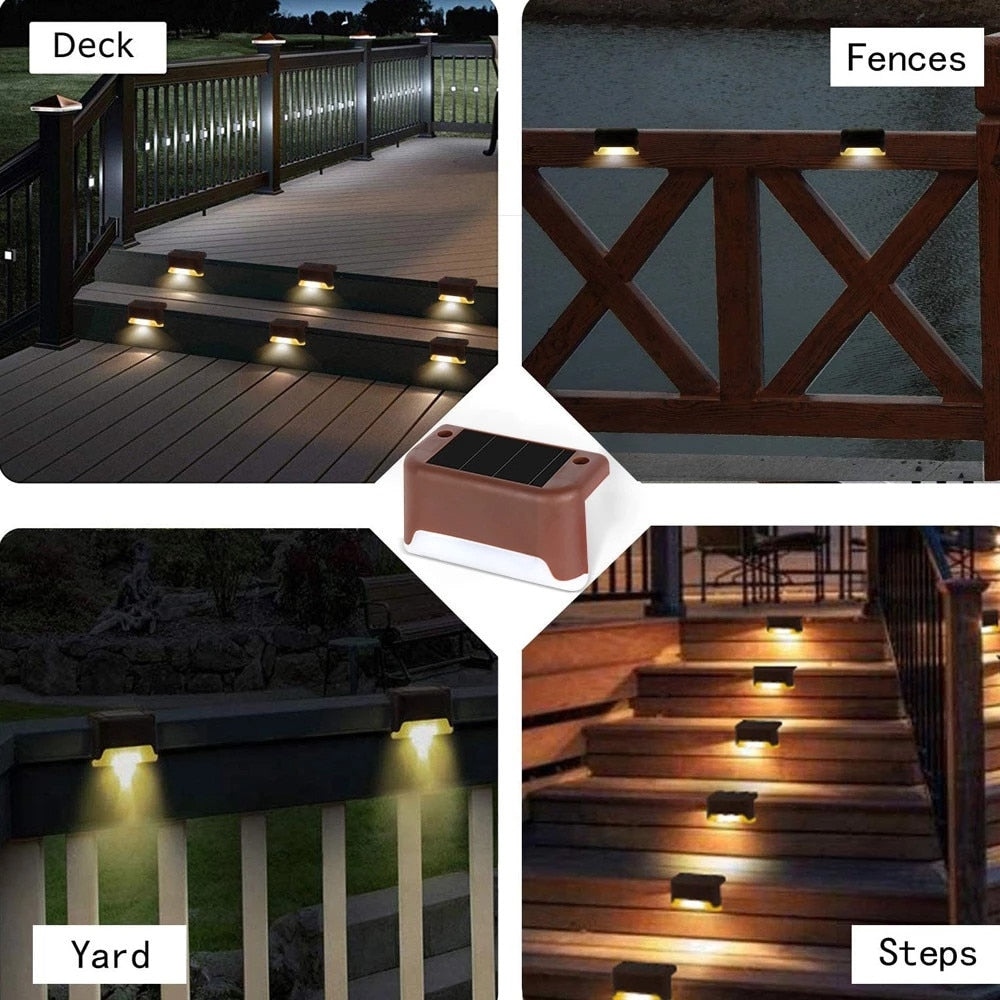 Warm White LED Solar Step Lamp Patio Stair Light Waterproof Garden decoration outdoor Balcony Lights Pathway light for fence - outpostpocket