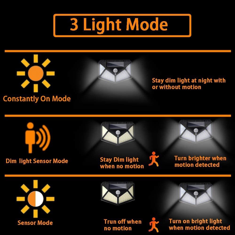 1/2/4/8/10PCS 100 LED Solar Power Wall Light Motion Sensor Waterproof Outdoor Garden Lamp - outpostpocket