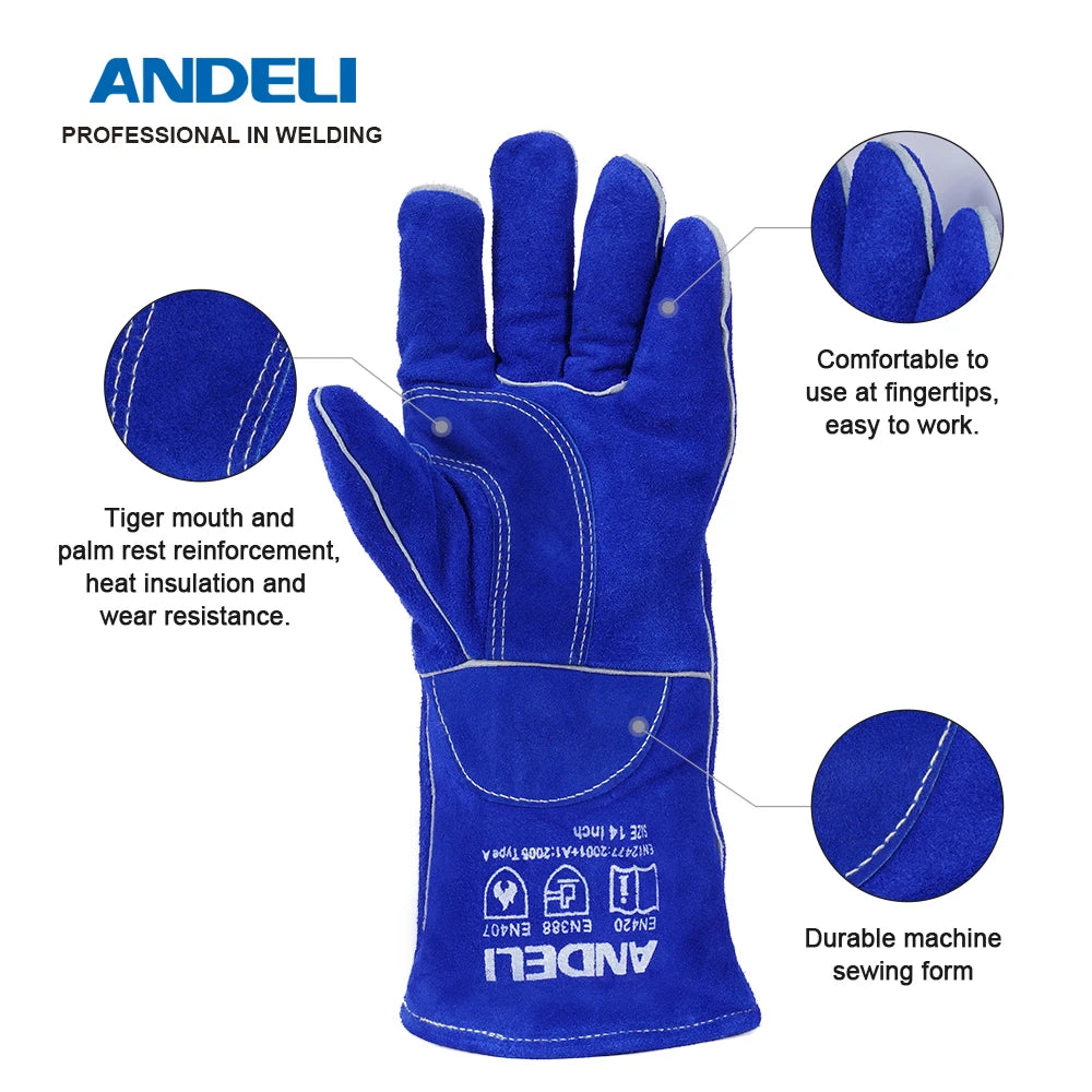 ANDELI Welding Gloves Grinding Welding Working Safety Protection Glove