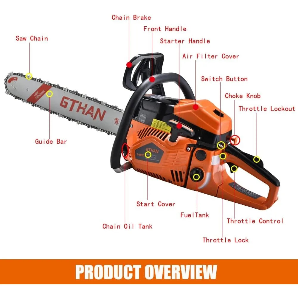 62cc 2-Cycle Gasoline Powered Chain Saws