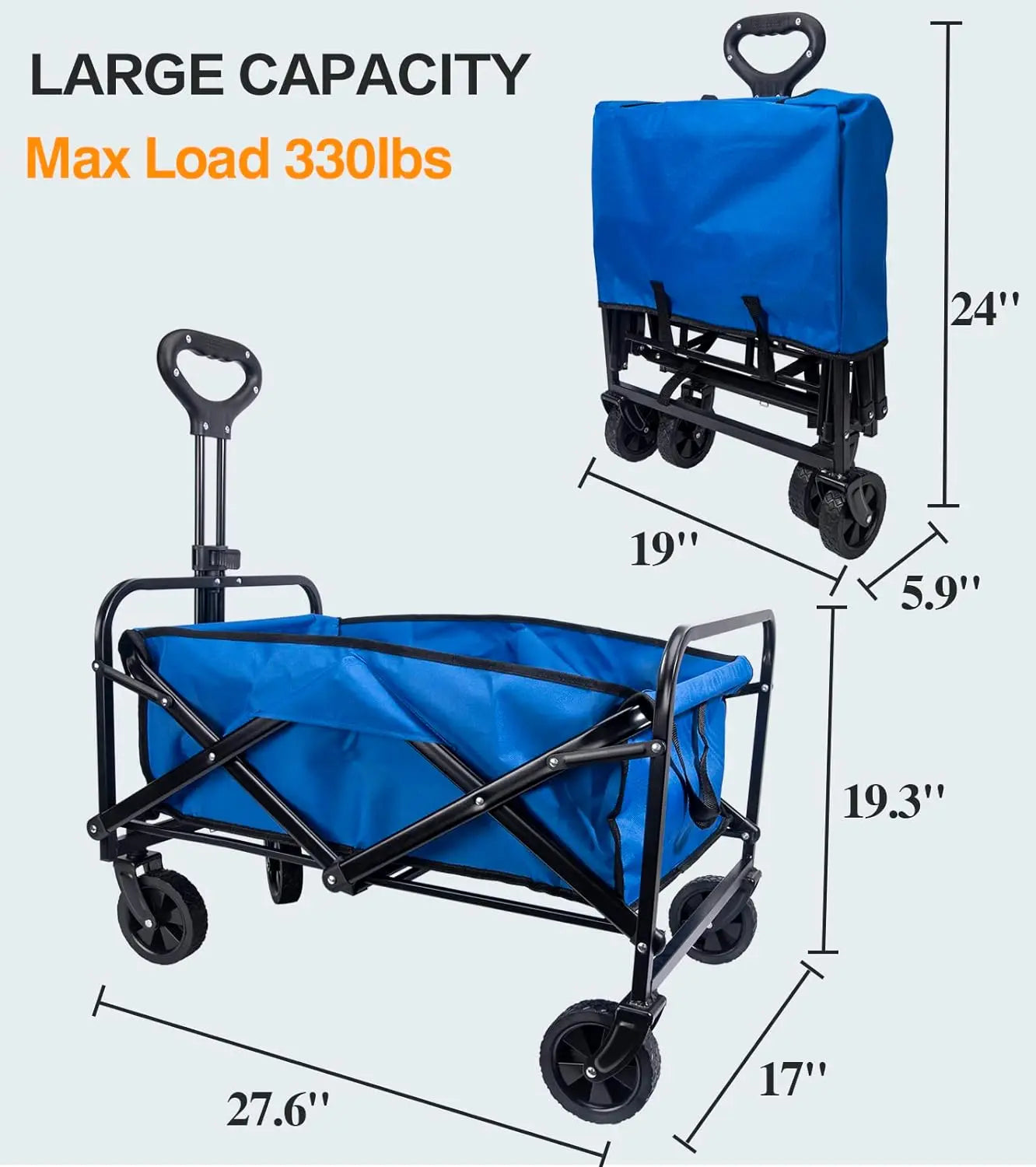 Collapsible Folding Wagon Cart Heavy Duty Outdoor Utility Wagon