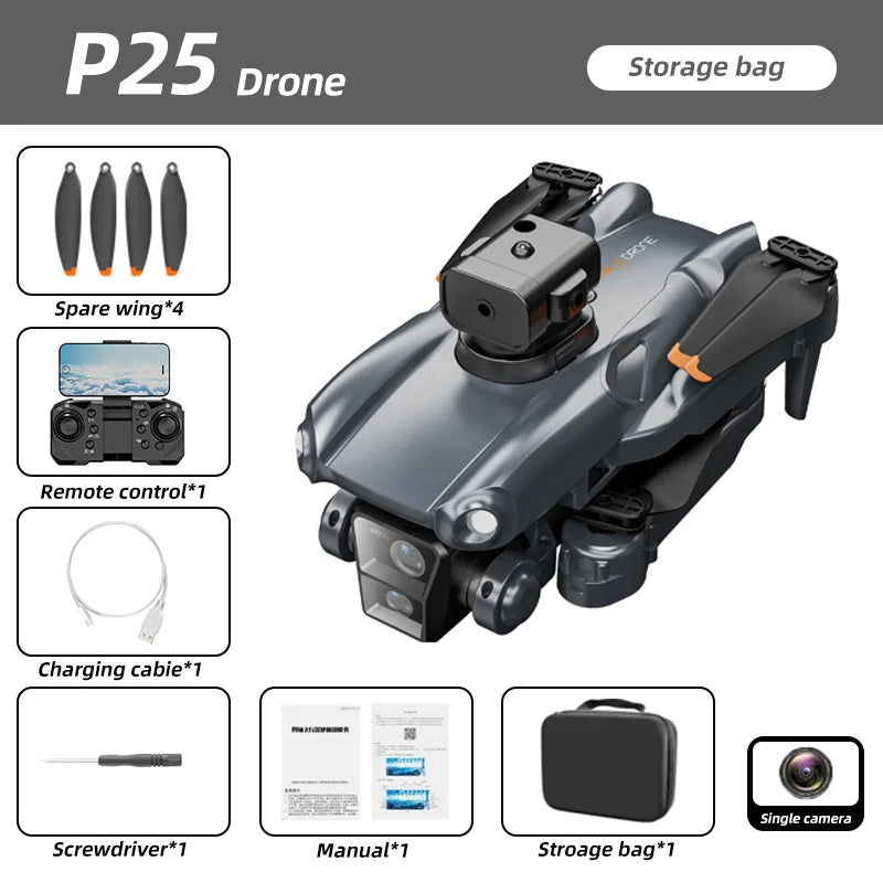 P25 Drone 4K 8K HD Camera Aerial Photography Foldable RC Quadcopter Obstacle Avoidance Mini UAV Remote Control Toys