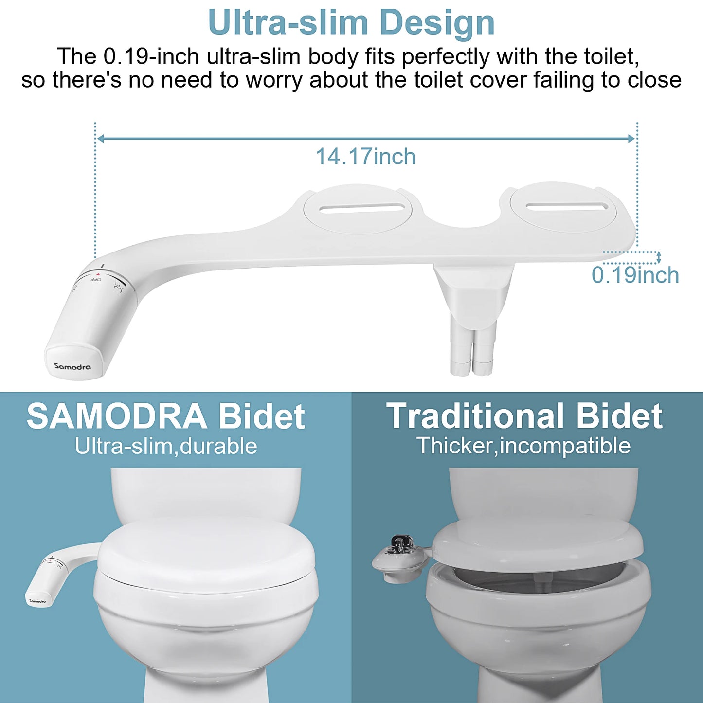 Toilet Bidet Sprayer Ultra-Slim bidet Toilet seat hygienic shower Dual nozzle